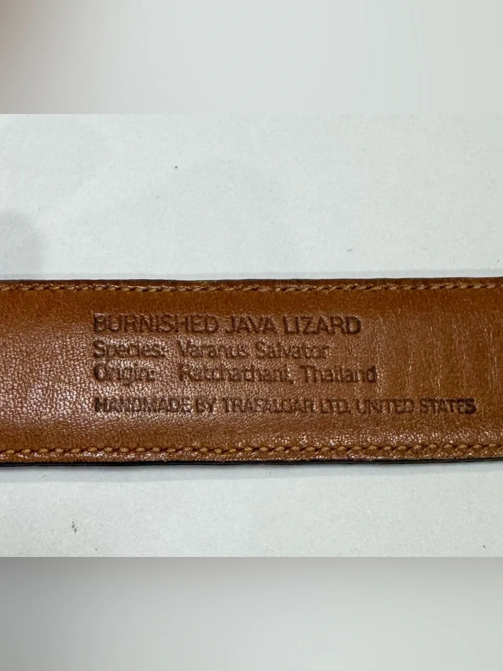 Trafalgar USA Handmade Java Lizard Belt - Brown Exotic Skin - Size 36